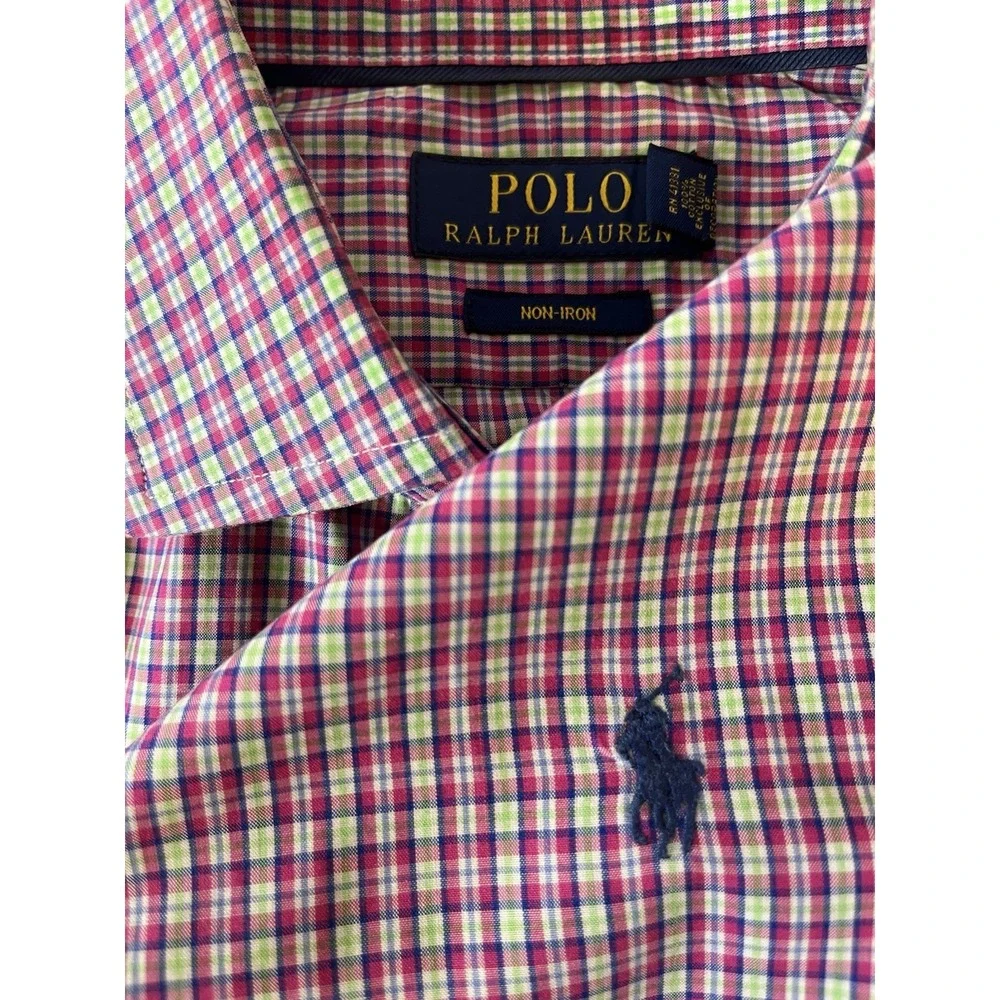 Polo Ralph Lauren Non Iron Men's LS Collared Shirt Sz‎ Lg Multi Color Check